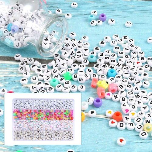 1200 Pieces Alphabet Letter Beads Kit Spacer Bead For DIY Bracelets