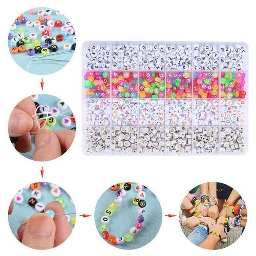 1200 Pieces Alphabet Letter Beads Kit Spacer Bead For DIY Bracelets