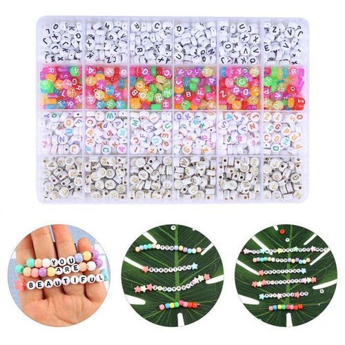 1200 Pieces Alphabet Letter Beads Kit Spacer Bead For DIY Bracelets