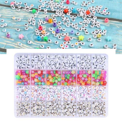 1200 Pieces Alphabet Letter Beads Kit Spacer Bead For DIY Bracelets