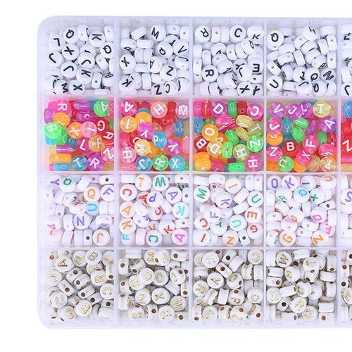 1200 Pieces Alphabet Letter Beads Kit Spacer Bead For DIY Bracelets