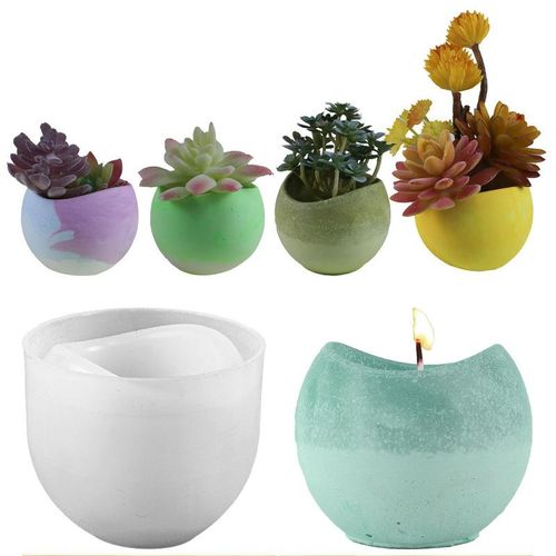 Arc Egg Gypsum Candle Cup Mold Diy Handmade Resin Concrete Storage Box Making Potted Silicone Mould Aromatherapy Box