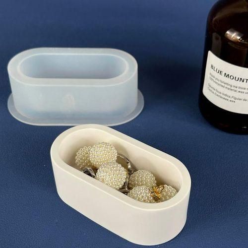 Crystal Drop Glue Elliptical Rectangular Flower Pot Mold Diy Epoxy Resin Mold Concrete Storage Box Gypsum Cement Silicone Mold