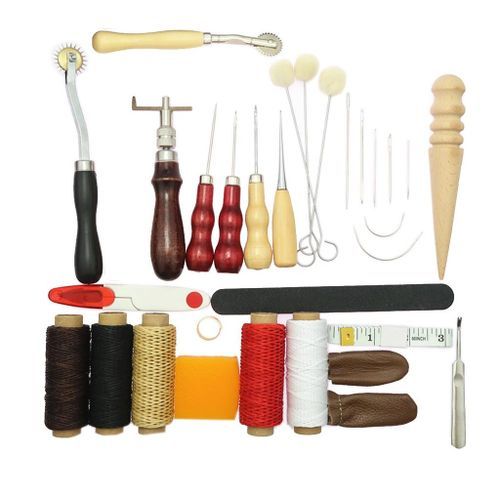 31 Pieces Leather Tool DIY Hand Stitching Kit With Groover Awl