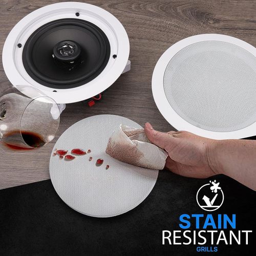 Pyle Pair 6.5 Flush Mount In-wall In-ceiling 2-Way Home Speaker System Spring Loaded Quick Connections Dual Polypropylene Cone Polymer Tweeter Stereo Sound 200 Watts White, wired