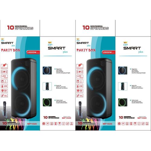Smartplus 10 Inch High Power Professional Rechargeable Party Speaker 1000 Watts - Black