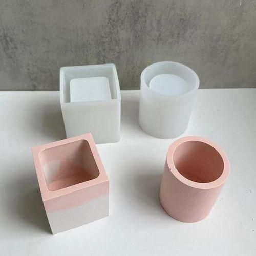 Concrete Square Vase Silicone Mold Diy Flower Pot Making Epoxy Resin Pen Holder Casting Molds Home Decor Supplies