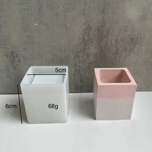 Concrete Square Vase Silicone Mold Diy Flower Pot Making Epoxy Resin Pen Holder Casting Molds Home Decor Supplies