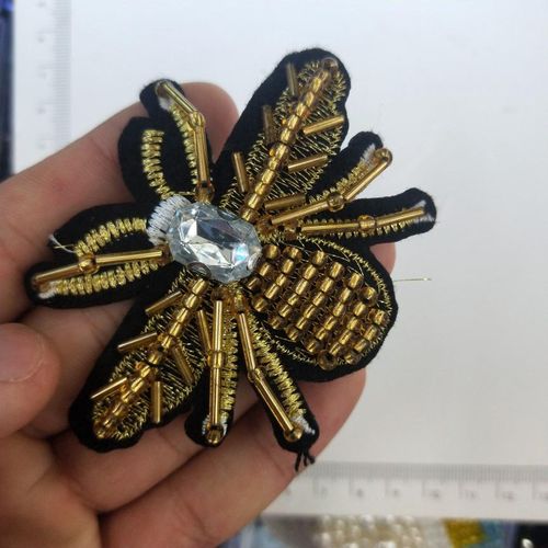 Handmade Rhinegood Bee Beaded Patches Sew On Crystal Peagood