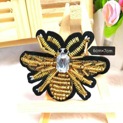 Handmade Rhinegood Bee Beaded Patches Sew On Crystal Peagood