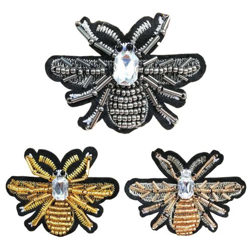 Handmade Rhinegood Bee Beaded Patches Sew On Crystal Peagood