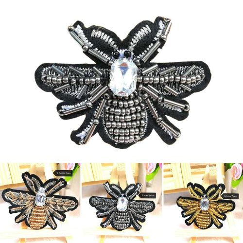 Handmade Rhinegood Bee Beaded Patches Sew On Crystal Peagood