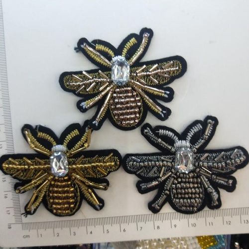 Handmade Rhinegood Bee Beaded Patches Sew On Crystal Peagood