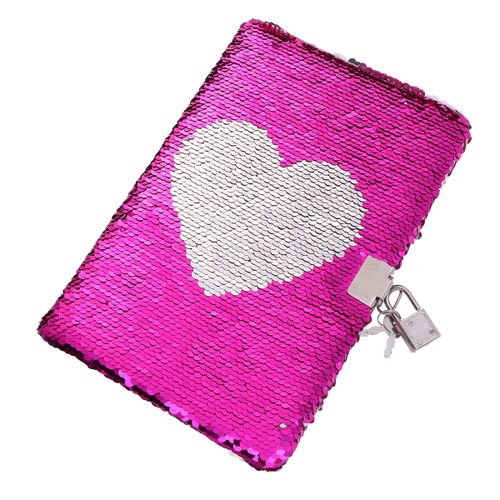Notebook With Lock Sequin Secret Diary Reversible
