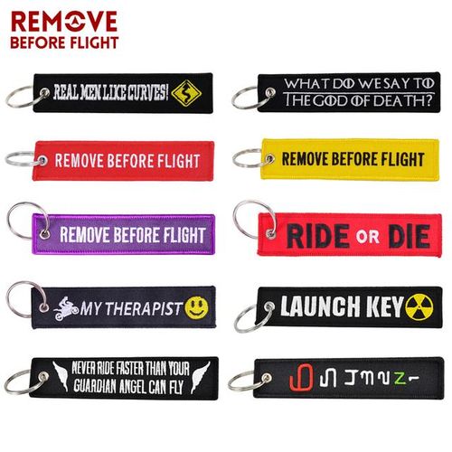 Motorcycle Car Keychain Freedom Key Tag Embroidery Remove Before Flight Key Chain OEM Key Ring For Aviation Gifts llavero-1pc_Red