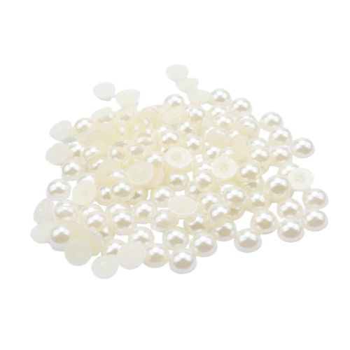 100Pcs Flat Back Half Round Pearl Cabochon Beads DIY Crafts Jewelry