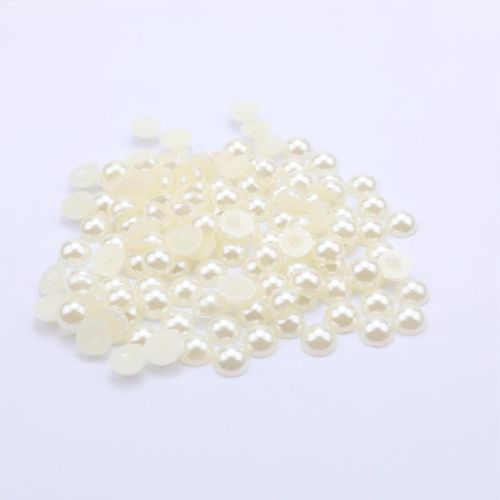 100Pcs Flat Back Half Round Pearl Cabochon Beads DIY Crafts Jewelry