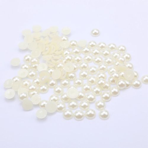 100Pcs Flat Back Half Round Pearl Cabochon Beads DIY Crafts Jewelry