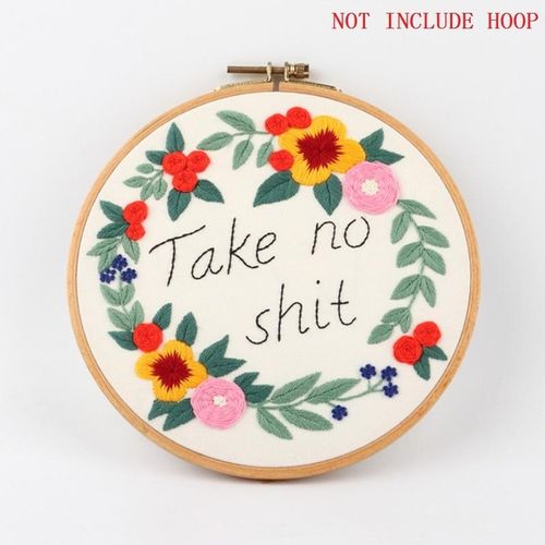 Diy Flower Embroidery Kit Flower Love Pattern Printed Cross Stitch Needlework Sewing Art Painting Embroidery Hoop Creative