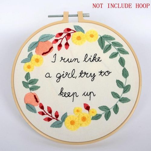 Diy Flower Embroidery Kit Flower Love Pattern Printed Cross Stitch Needlework Sewing Art Painting Embroidery Hoop Creative
