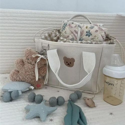 Cute bear pattern cartoon mommy bag lightweight multi-functional baby diaper bag waterproof large capacity maternity packs mom