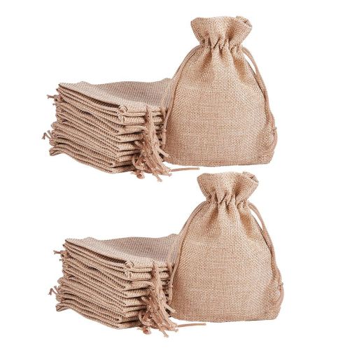 20Pcs Jewelry Packaging Gift Pouch Bag Drawstring Cloth Linen Fabric