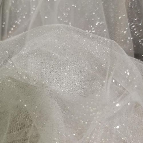 Mesh Material White Gilding Powder Glitter Wedding Dress Wedding Background Ceiling Wrought Designer Fabric Cloth