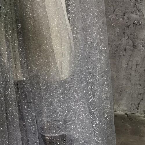 Mesh Material White Gilding Powder Glitter Wedding Dress Wedding Background Ceiling Wrought Designer Fabric Cloth