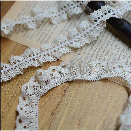 5 Meters High Qualtiy 2.5cm/2.1cm Width 2 Designs Knit Elastic Cotton Lace Fabric Crochet Stretch Lace Trim Ribbon