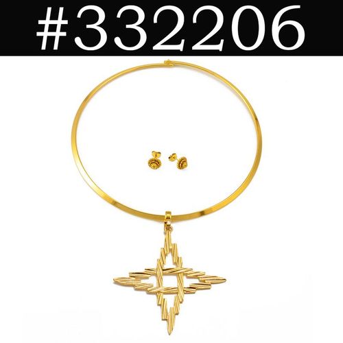 Anniyo-Collar Con Colgante De Gran Tama?o Y Pendientes Peque?os De 1cm Conjuntos De Joyas Et&iacute;opes Habesha Africana Eritrana 332106
