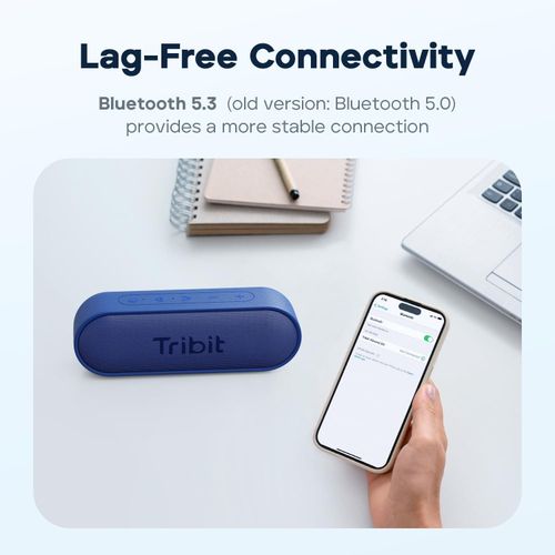 Tribit XSound Go Wireless Bluetooth 5.3 Speakers with Loud Stereo Sound & Rich Bass 16W - Black