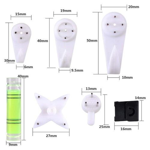 47Pcs Non-Trace Wall Picture Hooks Plastic Invisible Traceless Drywall Picture Hanging Kit NO5119