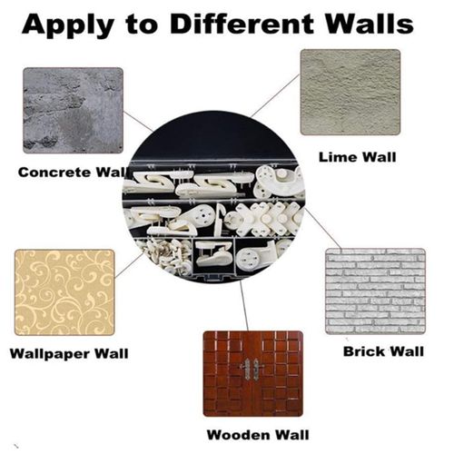 47Pcs Non-Trace Wall Picture Hooks Plastic Invisible Traceless Drywall Picture Hanging Kit NO5119