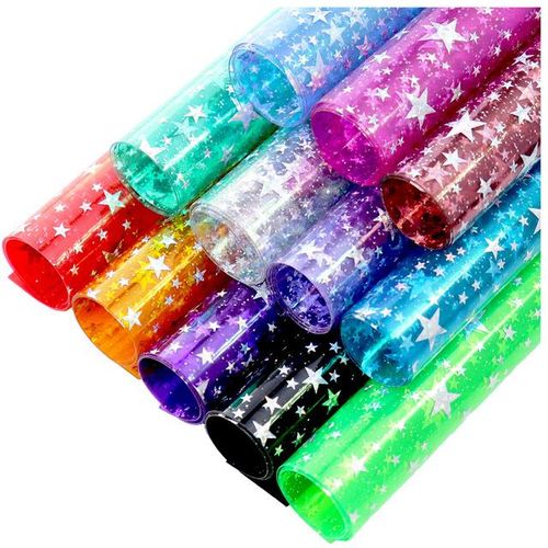 30x120cm Roll Clear Transparent Pvc Jelly Vinyl Fabric With Glitter Powder Stars For Handbag Bows Diy Decoration Pv426