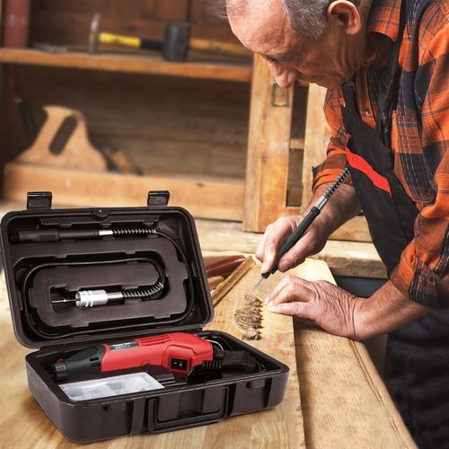 AC Rotary Tool Kit Electric Grinder 6 Variable Speeds 8000-35000RPM 170W For Polishing Carving And Shaping With Carrying Case