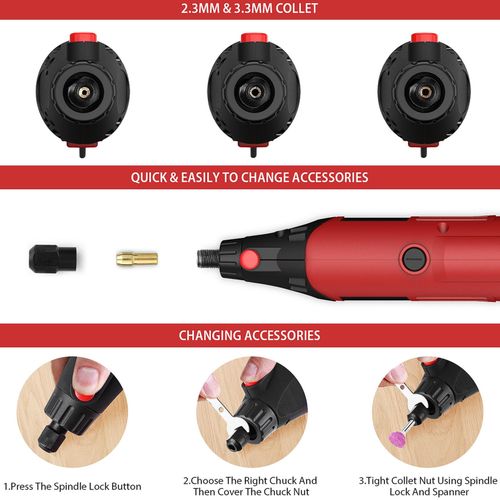 AC Rotary Tool Kit Electric Grinder 6 Variable Speeds 8000-35000RPM 170W For Polishing Carving And Shaping With Carrying Case