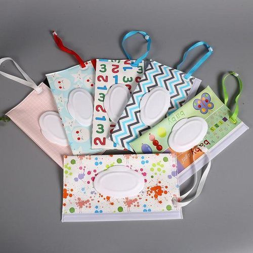 Spot eva wet wipes bag baby wipes packaging bag portable flap extraction self-sealing wet wipes sub-bag black dot pattern