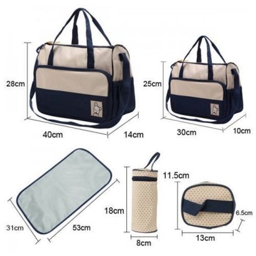 Multi-Function Baby Diaper Changing Bag Set Of 3 - Brown