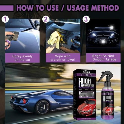 1/2/3Pcs 3 In 1 Car Ceramic Coating Spray 100ml Auto Nano Ceramic Coating Car Exterior Scratch Restorer Ceramic Spray Coating-3PCS_Yellow