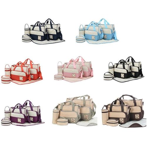 5 Pcs Ailan Mommy Nappy Bag Lightweight Baby Stroller for Mother's Maternity Baby Diaper Bag Set - Multicolor