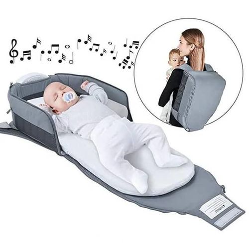 2 in 1 Baby Portable Bassinet And Storage Diaper Bag Waterproof Travel Backpack Bed Crib Infant Sleeper Changing Mat - Multicolor