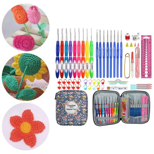 Crochet Hooks Kit With Case Set Sewing Project Craft Knitting Needles