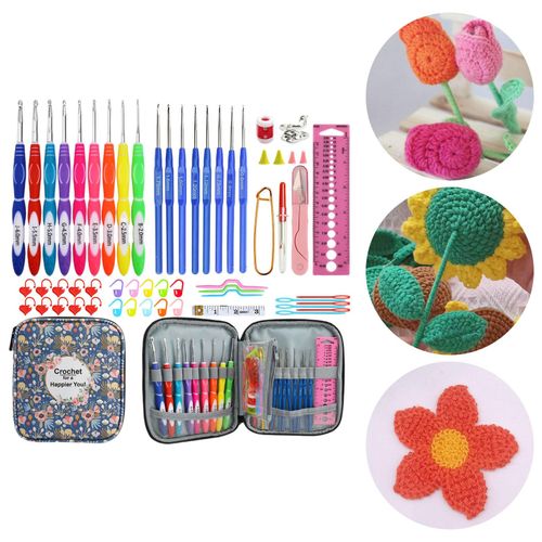 Crochet Hooks Kit With Case Set Sewing Project Craft Knitting Needles