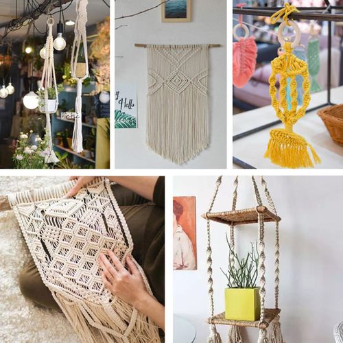 DIY Macrame Cord Kit Natural Cotton Twisred Rope Bead for 117 Pieces