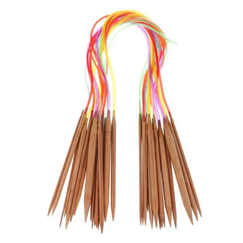 18Pcs Bamboo Circular Knitting Needles Length 60cm Size 2  10mm 60cm