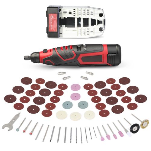 Rotary Tool 12V Cordless Multi Tool With 6 Variable Speed 5000-25000RPM 2.0Ah Battery Electric Grinder 74 Accessories For Cutting Sanding Carving Drilling Engraving Cleaning Sharpening DIY Projects