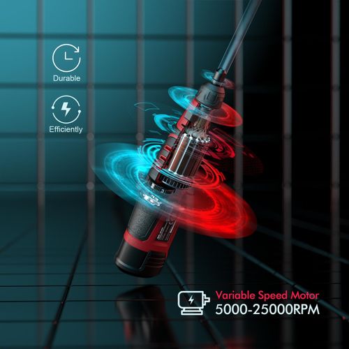Rotary Tool 12V Cordless Multi Tool With 6 Variable Speed 5000-25000RPM 2.0Ah Battery Electric Grinder 74 Accessories For Cutting Sanding Carving Drilling Engraving Cleaning Sharpening DIY Projects