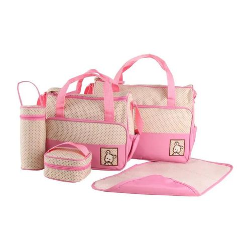 Maternity 5pcs Nappy Multifunction Baby diaper bag tote hand bags baby set - Pink
