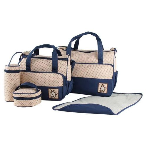 Maternity 5pcs Nappy Multifunction Baby diaper bag tote hand bags baby set -Blue