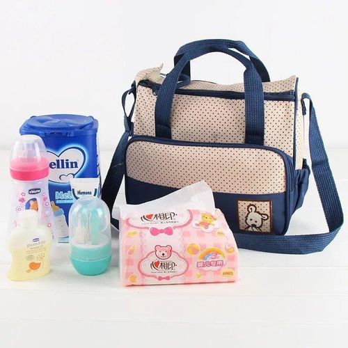Maternity 5pcs Nappy Multifunction Baby diaper bag tote hand bags baby set -Blue